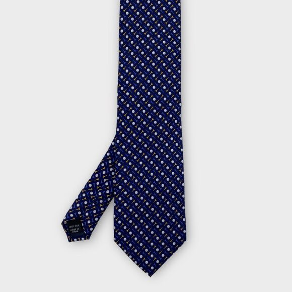 $69 Jos A Bank Executive Collection Necktie Golf Print Blue Silk Luxury 61 x 3½ - Picture 5 of 11